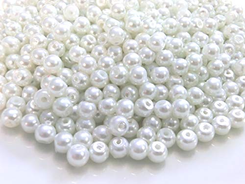 500 Glasperlen 6mm weiß Glaswachsperlen rund Farbwahl Perlen zum auffädeln Schmuckherstellung (500 Glasperlen Weiß) von beadsvision
