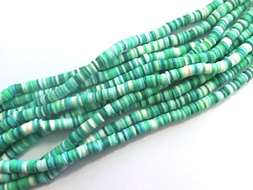 beadsvision Heishi Scheiben Perlen 6mm 350-400 Perlen 1 Strang Bunt Mix Farbwahl (Mix Grün) von beadsvision