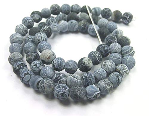 Weathering Achat verwittert 6mm schwarz grau matt Perlen rund Schmuckperlen Edelstein 1 Strang von beadsvision