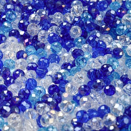 facettierte Glasperlen 400 Kristall Perlen 4mm Mix basteln Rondell DIY rund bunt Bastelperlen basteln DIY (hellblau blau kristall #2) von beadsvision