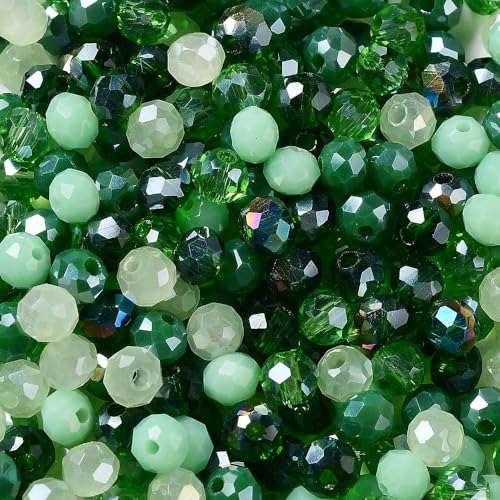 facettierte Glasperlen 400 Kristall Perlen 4mm Mix basteln Rondell DIY rund bunt Bastelperlen basteln DIY (hellgrün grün #6) von beadsvision