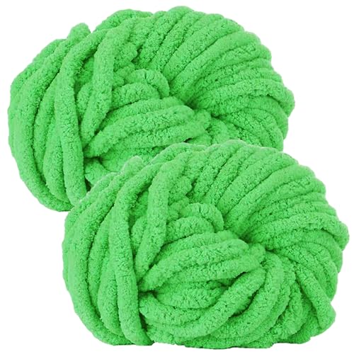bechoanigel 2 Stück Dicke Wolle Garn 500g, Armstricken Wolle Dickes Garn, XXL Weiches Chunky Wolle, Super Weich Chenille Wolle zum Häkeln für Decken, Schals, Mützen, Haustier Nest (Dunkelgrün) von bechoanigel