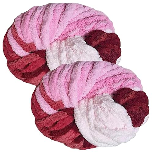 bechoanigel 2 Stück Dicke Wolle Garn 500g, Armstricken Wolle Dickes Garn, XXL Weiches Chunky Wolle, Super Weich Chenille Wolle zum Häkeln für Decken, Schals, Mützen, Haustier Nest (Neon) von bechoanigel