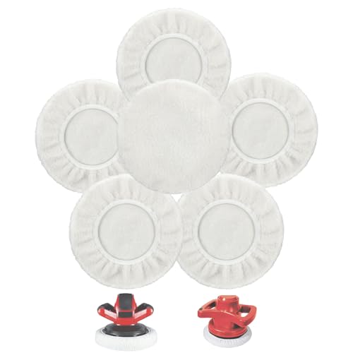 behone 6er Set Lammwoll-Polierhauben,für Einhell Akku-Autopoliermaschinen CE-CB 18/254 Li, CC-PO 90,für 220-250mm Poliermaschinen,Perfekt für Autolackpflege,Metallpolitur,Nachhaltig Wiederverwendbar von behone