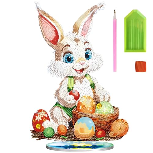 Behone Ostern Diamond Painting 5D Kit für Kinder - DIY Diamant Malerei Osterhase - Kunst Handwerk Geschenk für Wand Dekoration 28cm von behone