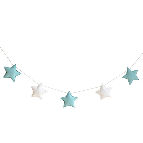 Beiguoxia Wimpelkette mit Sternen, Party-Hängeornamente und Kinderzimmerdekoration, 5 Stück, Green + White von beiguoxia