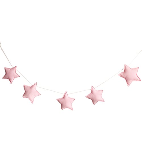 Beiguoxia Wimpelkette mit Sternen, Party-Hängeornamente und Kinderzimmerdekoration, 5 Stück, rose von beiguoxia
