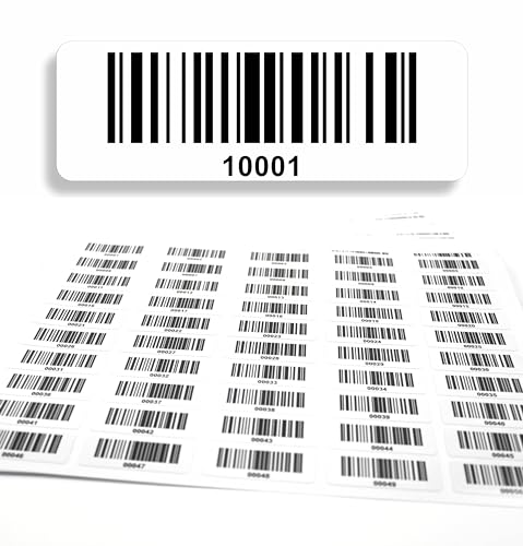 Barcodeetiketten 10001-11000 fortlaufend 5-stellig DGUV Prüfung Barcode Etiketten 1.000 Stck Strichcode Elektrotechnik Code128 selbstklebend 50x17mm (10001-11000) von beihaasnatuerlich