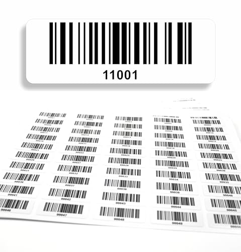 Barcodeetiketten 11.001-12.000 fortlaufend 5-stellig DGUV Prüfung Barcode Etiketten 1.000 Stck Strichcode Elektrotechnik Code128 selbstklebend 50x17mm (11001-12000) von beihaasnatuerlich
