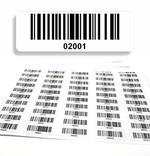 Barcodeetiketten 2001-3000 fortlaufend 5-stellig DGUV Prüfung Barcode Etiketten 1.000 Stck Strichcode Elektrotechnik Code128 selbstklebend 50x17mm (02001-03000) von beihaasnatuerlich