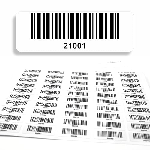 Barcodeetiketten 21001-22000 DGUV Prüfung Barcode Etiketten fortlaufend 5-stellig 1.000 Stck Strichcode Elektrotechnik Code128 selbstklebend 50x17mm (21001-22000) von beihaasnatuerlich