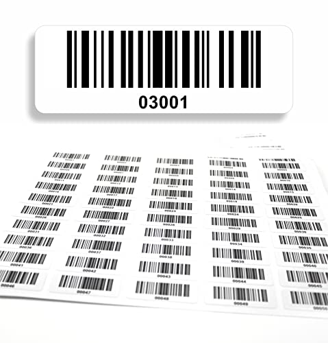 Barcodeetiketten 03001-04000 fortlaufend 5-stellig DGUV Prüfung Barcode Etiketten 1.000 Stck Strichcode Elektrotechnik Code128 selbstklebend 50x17mm (03001-04000) von beihaasnatuerlich