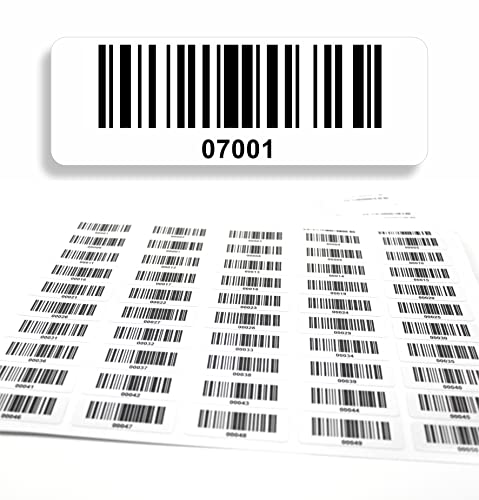 Barcodeetiketten 7001-8000 fortlaufend 5-stellig DGUV Prüfung Barcode Etiketten 1.000 Stck Strichcode Elektrotechnik Code128 selbstklebend 50x17mm (07001-08000) von beihaasnatuerlich