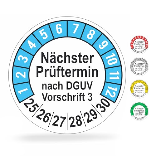beihaasnatuerlich® 1120 Stck Prüfplaketten "Nächster Prüftermin", 20 mm Ø, Prüfetiketten nach DGUV V3, 2025-2030, Prüfaufkleber, E-Check Prüfetikett, Plakette für Elektrogeräte (Blau, 10 Bogen) von beihaasnatuerlich