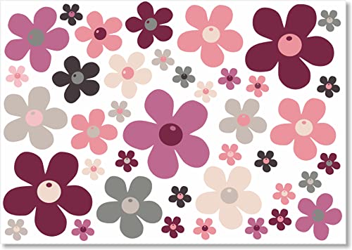 beihaasnatuerlich® 40 Blumenaufkleber Prilblumen Aufkleber Set Blumen für Küche, Bad, Auto, Fahrrad, Koffer, Laptop, Handy, Bobbycar, Roller, wasserfeste Sticker outdoor (Blumen lila-beige) von beihaasnatuerlich