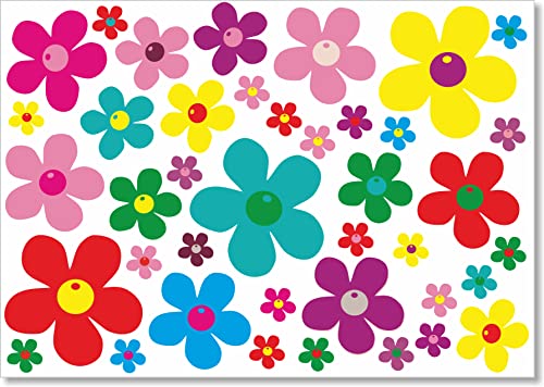 beihaasnatuerlich® 40 Blumenaufkleber Prilblumen Aufkleber Set Blumen für Küche, Bad, Auto, Fahrrad, Koffer, Laptop, Handy, Bobbycar, Roller, wasserfeste Sticker outdoor (Bunt) von beihaasnatuerlich