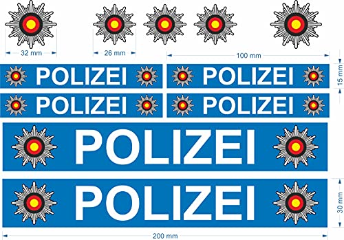 beihaasnatuerlich® Polizei Aufkleber - 11-teiliges Sticker Set - Kratzfest - wetterbeständige Folie - Zubehör für Bobbycar, Fahrrad, Laufrad, Modellbau, Bike, Boot, Auto, Playmobil - Plakette RC von beihaasnatuerlich