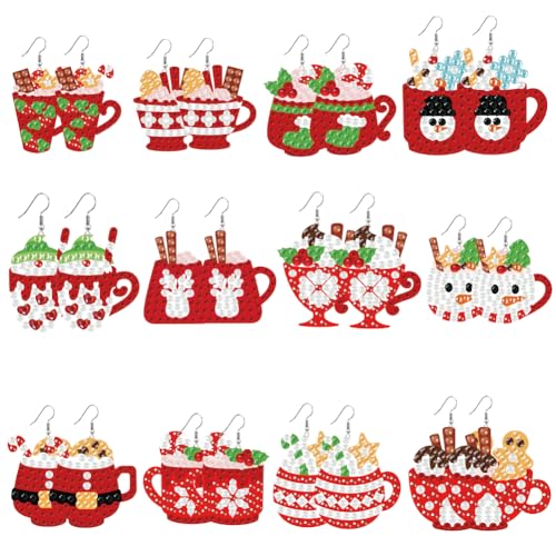 beinkmake 12 Paar Weihnachtsgetränke, diamantbemalte Ohrringe, 5D-Ohrring-Bastelset, Weihnachtsmann, Glöckchen, Hut, Schmuck, DIY-Diamantkunst-Ohrring-Set für Erwachsene, Handwerk, einzigartige beinkmake 12 Paar Weihnachtsgetränke, diamantbemalte Ohrringe, 5D-Ohrring-Bastelset, Weihnachtsmann, Glöckchen, Hut, Schmuck, DIY-Diamantkunst-Ohrring-Set für Erwachsene, Handwerk, einzigartige von beinkmake
