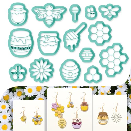 beinkmake 15 Stück Bienen-Modelliermassen-Ausstechformen, Ton, Ohrringe, Blumen, Honig, Bienenstock, Gläser, Polymer-Schmuckschneider für Ohrringe, Geburtstagsparty, DIY-Zubehör beinkmake 15 Stück Bienen-Modelliermassen-Ausstechformen, Ton, Ohrringe, Blumen, Honig, Bienenstock, Gläser, Polymer-Schmuckschneider für Ohrringe, Geburtstagsparty, DIY-Zubehör von beinkmake