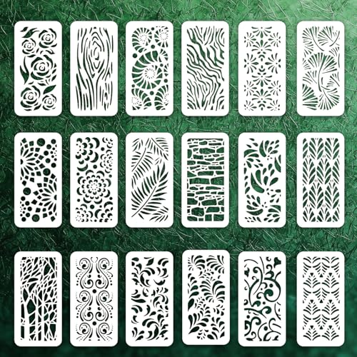 beinkmake 18Pcs Natur Textur Grenze Schablone Baum Zweig Blätter PET Inlay Stencils für Möbel DIY Kunst und Handwerk Wandmalerei Vorlagen für Holz Stoff Leinwand Papier Home Decor 4x8 Zoll beinkmake 18Pcs Natur Textur Grenze Schablone Baum Zweig Blätter PET Inlay Stencils für Möbel DIY Kunst und Handwerk Wandmalerei Vorlagen für Holz Stoff Leinwand Papier Home Decor 4x8 Zoll von beinkmake