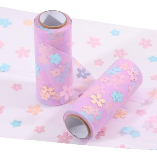 beinkmake 2 Rollen Tüllrollen mit Kirschblütenmotiv, lila, 14,2 cm, Tüll-Rollen, Stoff, Tutu, Blumenmuster, Nähen, DIY für Röcke, Kleider, Hochzeit, Schleife, Geschenk, Dekorationen, Party beinkmake 2 Rollen Tüllrollen mit Kirschblütenmotiv, lila, 14,2 cm, Tüll-Rollen, Stoff, Tutu, Blumenmuster, Nähen, DIY für Röcke, Kleider, Hochzeit, Schleife, Geschenk, Dekorationen, Party von beinkmake