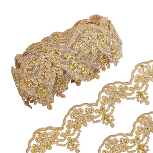 beinkmake 4,5 m Perlenband mit Spitzenbesatz, Paillettenband, Nähstoff, Glitzergewebe, dekorativ für Kleid, Kostüm, Hochzeit, Dekoration, DIY, Basteln, Nähen von beinkmake