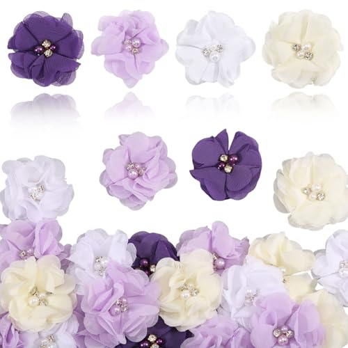 beinkmake 40 Stück Strass-Perlen Chiffon Blumen Nähen Stoff Applikationen für Frauen Kleidung Stirnbänder Party Hochzeit Dekor DIY Handwerk 6 cm, Lila beinkmake 40 Stück Strass-Perlen Chiffon Blumen Nähen Stoff Applikationen für Frauen Kleidung Stirnbänder Party Hochzeit Dekor DIY Handwerk 6 cm, Lila von beinkmake