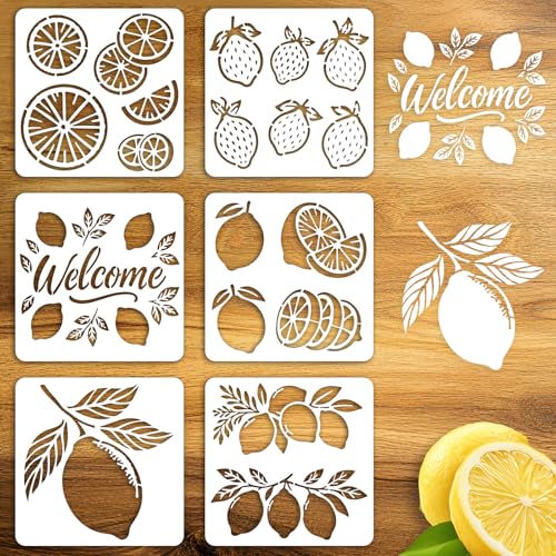beinkmake 6 Stück Obst-Zitronen-Schablonen, Sommer, PET-Malvorlagen, Einlage, Bordüre, Schablonen für Möbel, Willkommensschild, wiederverwendbar, DIY, Handwerk für Wand, Holz, Stoff, Leinwand, Papier beinkmake 6 Stück Obst-Zitronen-Schablonen, Sommer, PET-Malvorlagen, Einlage, Bordüre, Schablonen für Möbel, Willkommensschild, wiederverwendbar, DIY, Handwerk für Wand, Holz, Stoff, Leinwand, Papier von beinkmake