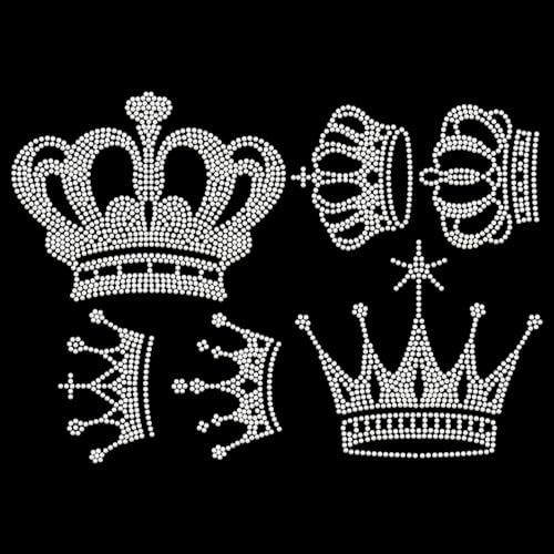 beinkmake 6er Set Krone Strass Bügeln Hotfix Transfer Bling Königin Kronen Druck Bügeln Heat Transfer Elegant Prinzessin Kristall Selbstklebende Aufkleber für Kleidung Taschen Hüte DIY von beinkmake