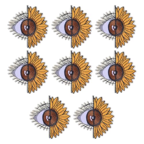 beinkmake 8 x Sonnenblumen-Aufnäher zum Aufbügeln, gelb, bestickt, Aufkleber für Kleidung, Jeans, Kleid, Jacken, DIY Nähen Taschen von beinkmake