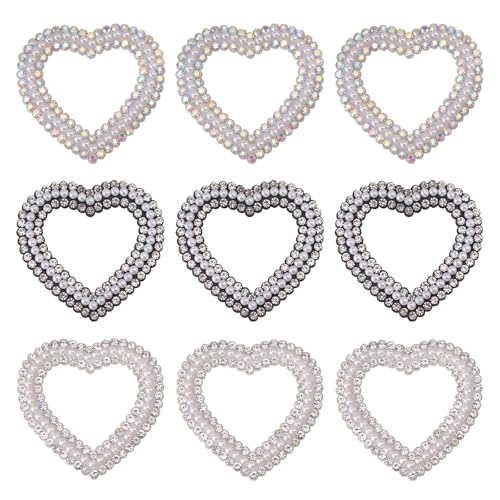 beinkmake 9 x Strass-Aufnäher in Herzform, Perlenapplikation, zum Aufnähen, Reparieren, Verzierungen zum Nähen von Kleidung, Jeans, Kleid, Jacken, Taschen, Bastelarbeiten beinkmake 9 x Strass-Aufnäher in Herzform, Perlenapplikation, zum Aufnähen, Reparieren, Verzierungen zum Nähen von Kleidung, Jeans, Kleid, Jacken, Taschen, Bastelarbeiten von beinkmake