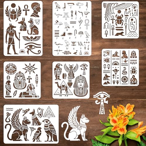 beinkmake Ägyptische Hieroglyphen-Schablonen zum Bemalen von PET-Vorlagen, antikes Vintage-Inlay-Rand-Schablonen für Möbel, wiederverwendbar, DIY, Handwerk, Wand, Holz, Stoff, Leinwand, Papier beinkmake Ägyptische Hieroglyphen-Schablonen zum Bemalen von PET-Vorlagen, antikes Vintage-Inlay-Rand-Schablonen für Möbel, wiederverwendbar, DIY, Handwerk, Wand, Holz, Stoff, Leinwand, Papier von beinkmake