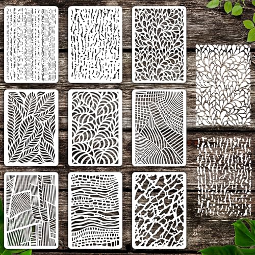 beinkmake Baumblatt-Struktur-Schablonen, PET-Malvorlagen, Blätter, Einlage, Bordüre, Schablonen für Möbel, wiederverwendbar, DIY, Handwerk für Wand, Holz, Stoff, Leinwand, Papier, Heimdekoration, 9 beinkmake Baumblatt-Struktur-Schablonen, PET-Malvorlagen, Blätter, Einlage, Bordüre, Schablonen für Möbel, wiederverwendbar, DIY, Handwerk für Wand, Holz, Stoff, Leinwand, Papier, Heimdekoration, 9 von beinkmake