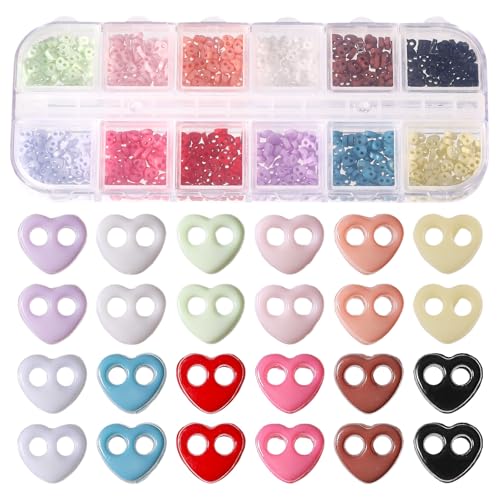 beinkmake Kleine Knöpfe in Herzform, Kunstharz, 4 mm, gemischte Farben, Mini-Knöpfe, bunte Knöpfe zum Basteln, für Puppen, Kleidung, Nähzubehör, Dekoration, 360 Stück beinkmake Kleine Knöpfe in Herzform, Kunstharz, 4 mm, gemischte Farben, Mini-Knöpfe, bunte Knöpfe zum Basteln, für Puppen, Kleidung, Nähzubehör, Dekoration, 360 Stück von beinkmake