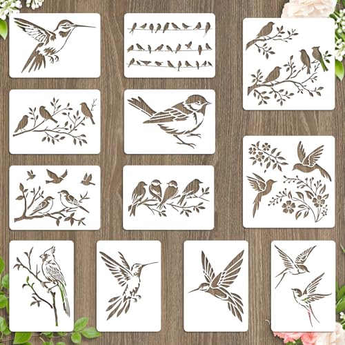 beinkmake Kolibri-Schablonen, PET, Malvorlagen, Vögel, Einlage, Bordüre, Schablonen für Möbel, wiederverwendbar, DIY, Handwerk für Wand, Holz, Stoff, Leinwand, Papier, Heimdekoration, 29,7 cm, 12 beinkmake Kolibri-Schablonen, PET, Malvorlagen, Vögel, Einlage, Bordüre, Schablonen für Möbel, wiederverwendbar, DIY, Handwerk für Wand, Holz, Stoff, Leinwand, Papier, Heimdekoration, 29,7 cm, 12 von beinkmake