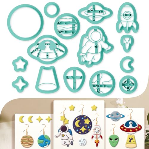 beinkmake Modelliermassen-Ausstecher, kosmischer Ton, Ohrringe, Astronauten, Polymer-Schmuckschneider für Ohrringe, Geburtstagsparty, DIY-Zubehör, 15 Stück beinkmake Modelliermassen-Ausstecher, kosmischer Ton, Ohrringe, Astronauten, Polymer-Schmuckschneider für Ohrringe, Geburtstagsparty, DIY-Zubehör, 15 Stück von beinkmake