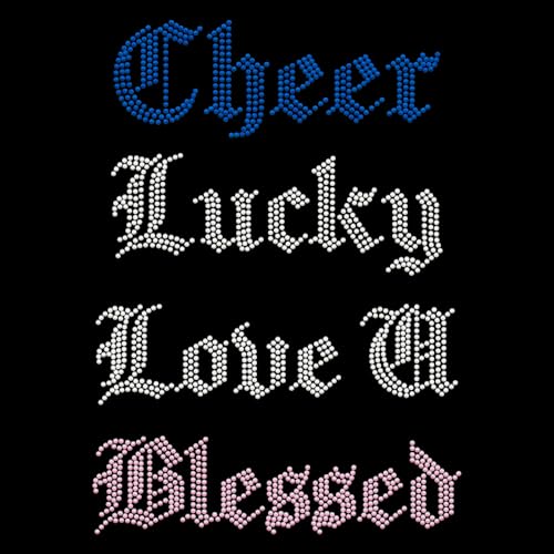 beinkmake Satz von 4 Cheer Strass auf Hotfix Transfer Lucky Words Bling Bügeleisen auf Transfers Decal Love U Blessed Sparkly für Kleidung Taschen Hüte Dekoration DIY beinkmake Satz von 4 Cheer Strass auf Hotfix Transfer Lucky Words Bling Bügeleisen auf Transfers Decal Love U Blessed Sparkly für Kleidung Taschen Hüte Dekoration DIY von beinkmake