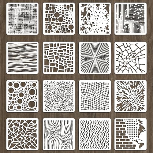 beinkmake Schablonen mit gemischten Texturen, PET, Malvorlagen, Baum, Blasen, Wellen, Einlage, Randschablonen für Möbel, wiederverwendbar, DIY, Handwerk für Wand, Holz, Stoff, Leinwand, Papier von beinkmake