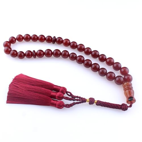 beirunde Muslimische Gebetsperlen Dhikr Tasbeeh Tasbih, roter Achat, 33 Steinperlen mit Quaste beirunde Muslimische Gebetsperlen Dhikr Tasbeeh Tasbih, roter Achat, 33 Steinperlen mit Quaste von beirunde