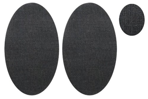 2 tlg. Set: ovaler Flicken - dunkel grau Cord 9,5 cm * 16 cm Bügelbild Aufnäher Applikation Stoff von belldessa
