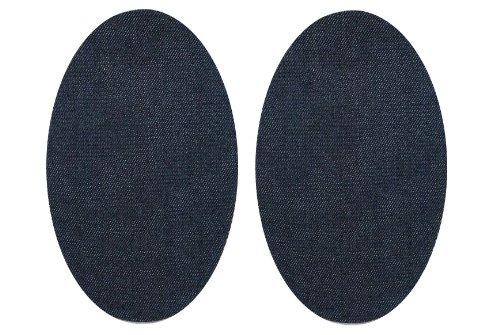 2 tlg. Set: ovaler Flicken - jeans blau Jeansflicken 9,5 cm * 15,5 cm Bügelbild Applikation Aufnäher von belldessa