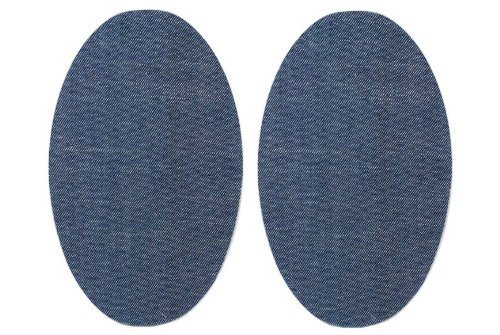 2 tlg. Set: ovaler Flicken - jeans blau Jeansflicken 9,5 cm * 15,5 cm Bügelbild Aufnäher Applikation von belldessa
