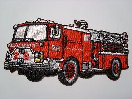 Feuerwehr 9 cm * 4,8 cm Bügelbild Auto Car Feuerwehren Fahrzeug Aufnäher Applikation Patch von belldessa