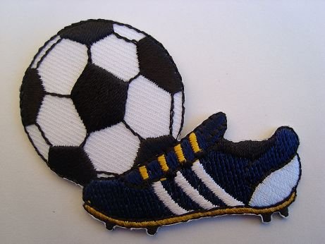 Fußball Ball & Schuh - 6,1 cm * 4,7 cm - Bügelbild Tor Fussball Aufnäher/Applikation Aufbügler - Fußballer von belldessa