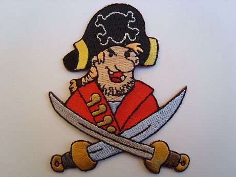Pirat 6,5 cm * 7,9 cm Bügelbild Piraten Aufnäher Applikation Patch Aufbügler Aufbügelflicken von belldessa
