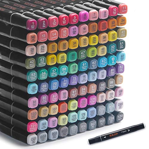 Colourful Markers with 100 Graffiti Pens Permanent Marker Kunstmarker professioneller Kunststift Dual Tips - Graffiti Stifte Coarse Bunte Marker for Drafts and Comics von belleza suprema