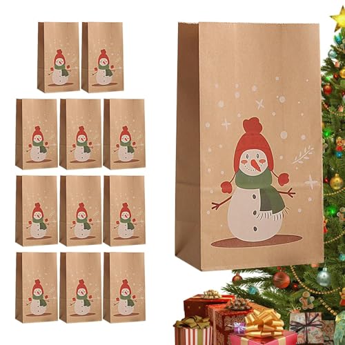 bellv Weihnachtstaschen | 12 Stück Weihnachts-Geschenktüten mit Griff | braune Papiertüten für Gastgeschenke, Papiertüten mit Griffen, Geschenktüten mit Griffen bellv Weihnachtstaschen | 12 Stück Weihnachts-Geschenktüten mit Griff | braune Papiertüten für Gastgeschenke, Papiertüten mit Griffen, Geschenktüten mit Griffen von bellv