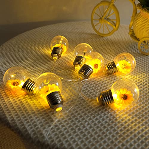 belupai Dekorative LED-Lichterkette, 10 Glühbirnen, Sonnenblumen-Blumen-Lichterkette, batteriebetrieben, für Garten, Schlafzimmer, Party, DIY-Dekor (1,5 m) von belupai