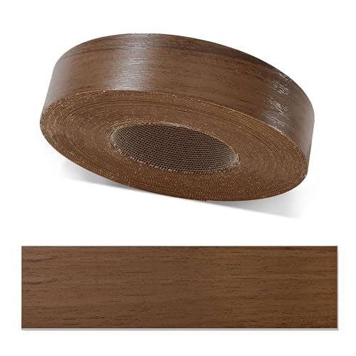 ben+camilla.com Kantenumleimer zum Aufbügeln | Nussbaum Pore 22 mm x 50 m Rolle (matt mit Struktur) | Premium Qualität für professionelle Ergebnisse | Kantenschutz von ben+camilla.com