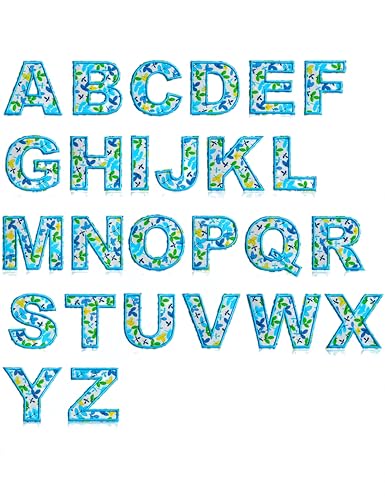 Bepisof Buchstaben-Aufnäher, niedliche Blumen-Buchstaben, Aufkleber A-Z, Alphabet-Taschen, bunt, zum Aufbügeln für Kinder, Kleidung, Jacken, Hüte, DIY Handwerk (blau), 26 Stück von bepisof